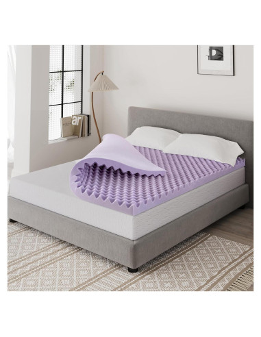 Topper de colchón Dyonery 2" espuma viscoelástica lavanda