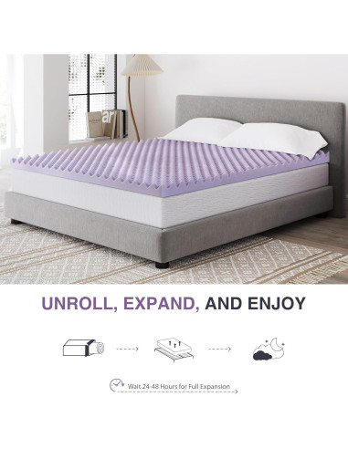 Topper de colchón Dyonery 2" espuma viscoelástica lavanda