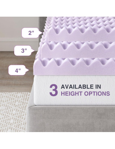 Topper de colchón Dyonery 2" espuma viscoelástica lavanda