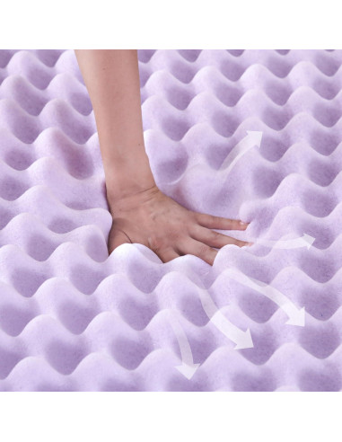 Topper de colchón Dyonery 2" espuma viscoelástica lavanda