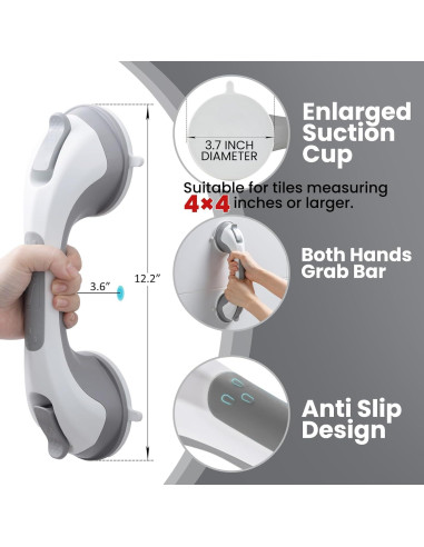 Barra de Ducha TAILI 30.48 cm Gris para Seguridad en Baño