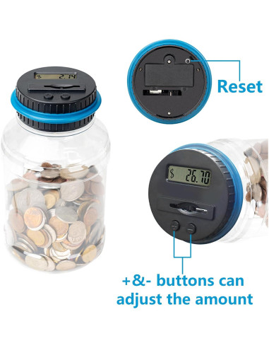 Banco de Ahorro Digital Totola 1.8L con Pantalla LCD Azul