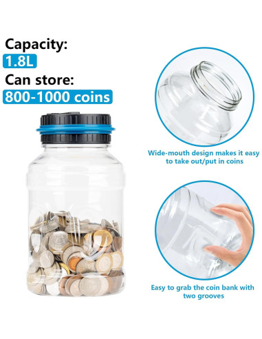 Banco de Ahorro Digital Totola 1.8L con Pantalla LCD Azul