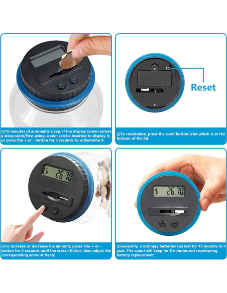 Banco de Ahorro Digital Totola 1.8L con Pantalla LCD Azul