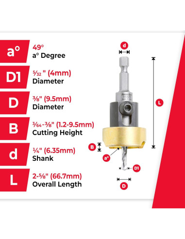 Broca Contraavellanadora Amana Tool 82 Grados 9.53 mm HSS