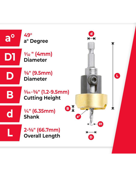 Broca Contraavellanadora Amana Tool 82 Grados 9.53 mm HSS