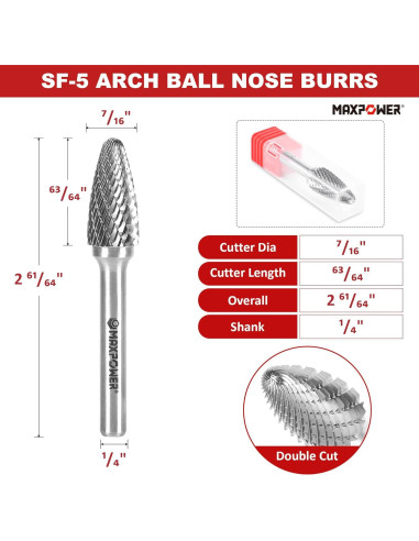 Juego de Fresas de Carburo MAXPOWER 3 Piezas 6.35 mm