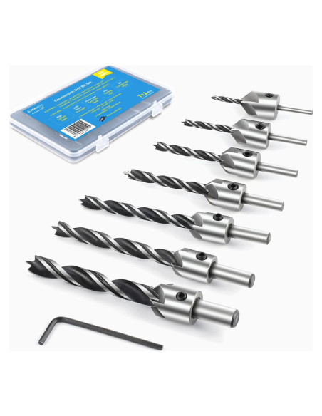 Juego de Brocas de Avellanado Amoolo 7 Piezas para Madera