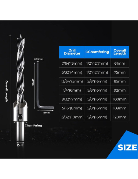 Juego de Brocas de Avellanado Amoolo 7 Piezas para Madera