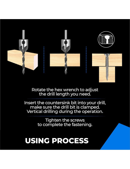 Juego de Brocas de Avellanado Amoolo 7 Piezas para Madera