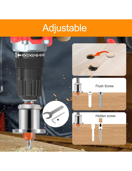 Set de 5 Brocas de Avellanado 8x10mm Trvoxviq con Tope Ajustable