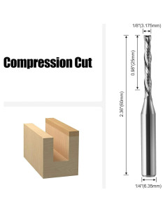 Broca de Router CNC Trvoxviq 1/4" Mango 1/8" Corte 2 Flautas 2