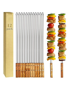Paquete de 12 Pinchos para Kebab Amestar 59.69 cm Acero Inoxidable
