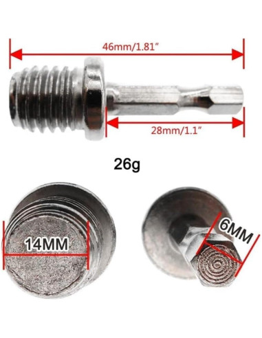 Adaptador de Chuck de Taladro TypoGrove 2 Piezas M10 M14