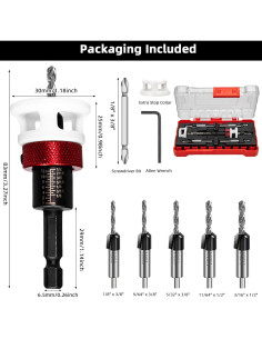 Juego de Brocas de Avellanado HSS M2 5 Piezas con Llave 2