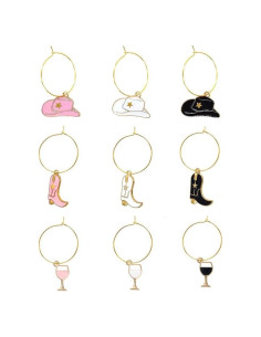 Juego de 9 Charm de Vidrio para Vino Botas Vaqueras Texas