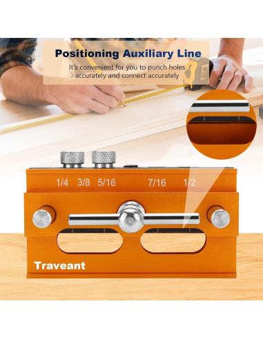 Plantilla de Dowel Autocentrante TRAVEANT 1.11 kg Naranja