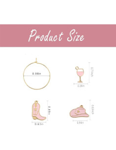 Juego de 9 Charm de Vidrio para Vino Botas Vaqueras Texas 2