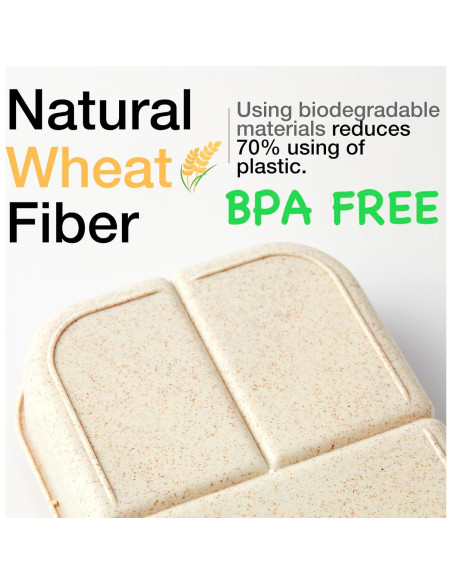 Caja Bento SEVENY Fibra de Trigo Natural Blanca 1.15L Caja Bento SEVENY Fibra de Trigo Natural Blanca 1.15L