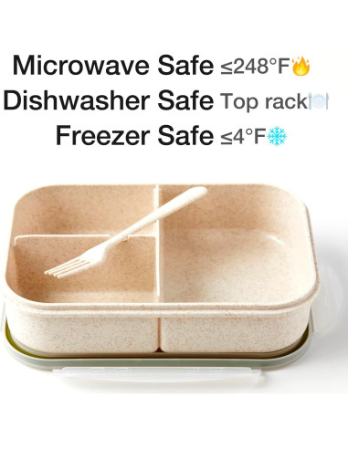 Caja Bento SEVENY Fibra de Trigo Natural Blanca 1.15L