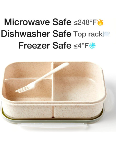 Caja Bento SEVENY Fibra de Trigo Natural Blanca 1.15L Caja Bento SEVENY Fibra de Trigo Natural Blanca 1.15L