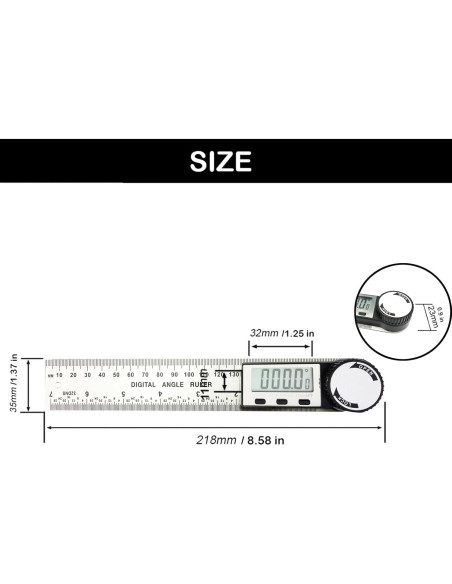 Buscador de Ángulo Digital NORTOOLS 7" (200mm) Acero Inoxidable