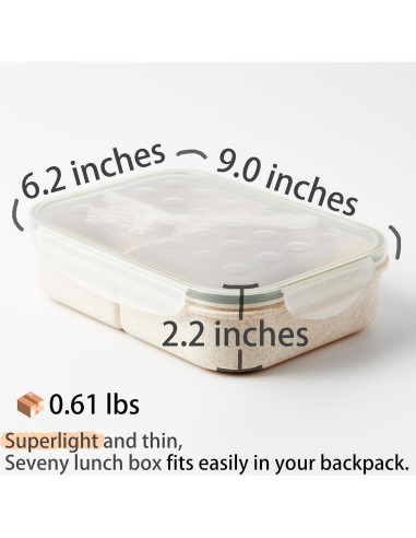 Caja Bento SEVENY Fibra de Trigo Natural Blanca 1.15L