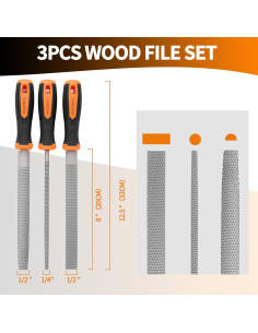 Juego de Raspas de Carpintería KUZURYU - 3 Piezas con Mangos Ergonómicos 2