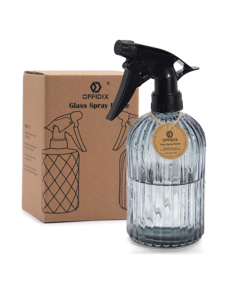Botella Spray de Vidrio OFFIDIX 0.4L Boquilla Ajustable Gris