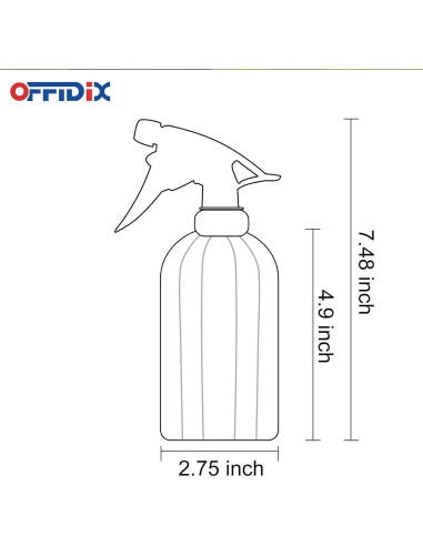 Botella Spray de Vidrio OFFIDIX 0.4L Boquilla Ajustable Gris