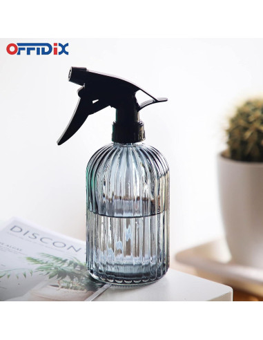 Botella Spray de Vidrio OFFIDIX 0.4L Boquilla Ajustable Gris