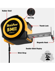 Cinta Métrica Magnética 4.88m DEGLASERS DTM-A-5 Precisa 2