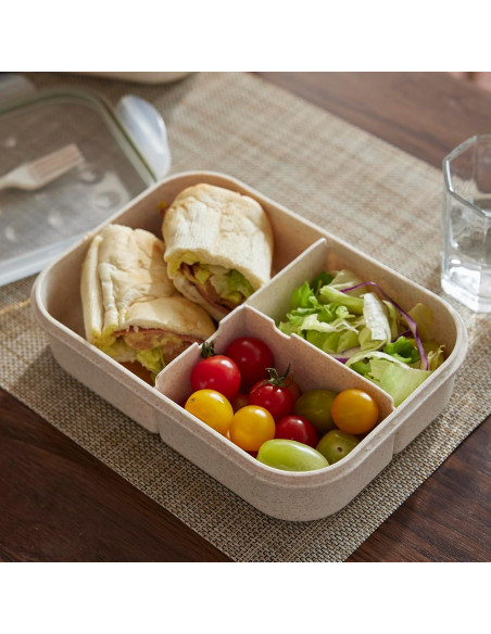 Caja Bento SEVENY Fibra de Trigo Natural Blanca 1.15L Caja Bento SEVENY Fibra de Trigo Natural Blanca 1.15L