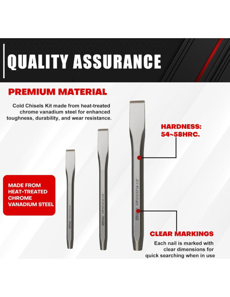 C&T Set de Cinceles Fríos 3 Piezas 9.5, 12.7, 15.9 mm