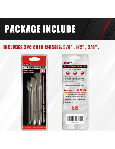 C&T Set de Cinceles Fríos 3 Piezas 9.5, 12.7, 15.9 mm