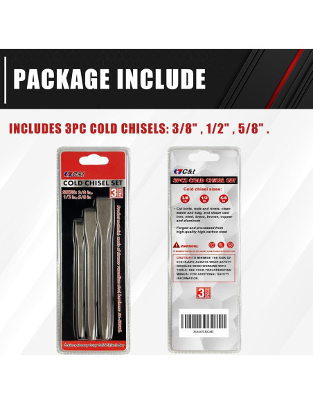 C&T Set de Cinceles Fríos 3 Piezas 9.5, 12.7, 15.9 mm
