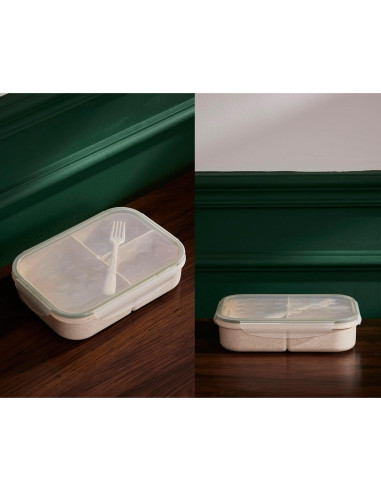 Caja Bento SEVENY Fibra de Trigo Natural Blanca 1.15L