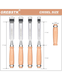 Juego de Cinceles de Madera GREBSTK 5 Piezas - Acero Cr-V 2