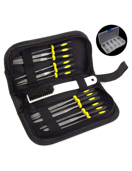 Kit de Lima de Madera ADVcer - 12 Archivos Metálicos con Estuche