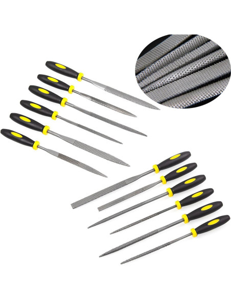 Kit de Lima de Madera ADVcer - 12 Archivos Metálicos con Estuche