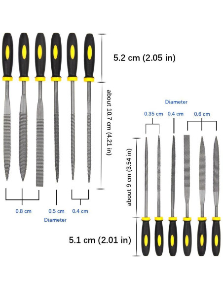 Kit de Lima de Madera ADVcer - 12 Archivos Metálicos con Estuche