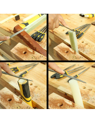 Kit de Lima de Madera ADVcer - 12 Archivos Metálicos con Estuche