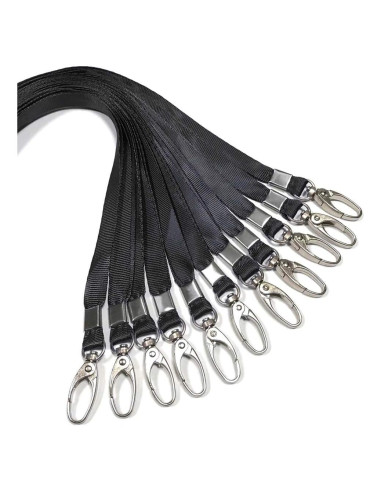 50 Cintas Negras Nylon SzJias para Insignias con Gancho Giratorio