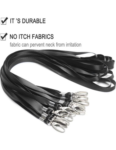 50 Cintas Negras Nylon SzJias para Insignias con Gancho Giratorio