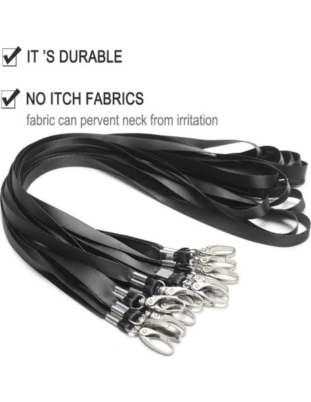 50 Cintas Negras Nylon SzJias para Insignias con Gancho Giratorio