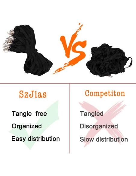 50 Cintas Negras Nylon SzJias para Insignias con Gancho Giratorio