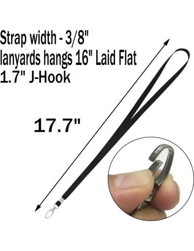 50 Cintas Negras Nylon SzJias para Insignias con Gancho Giratorio