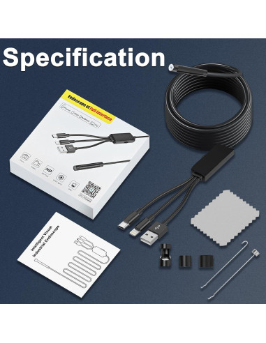 Cámara Endoscópica COOVIE 5m 1920P IP67 con Luz LED 8mm