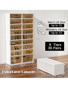 Organizador de Zapatos YIFOR 9 Niveles Plegable 36 Pares 2