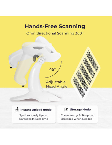 Escáner de Código de Barras Inalámbrico Volcora 2D USB Bluetooth